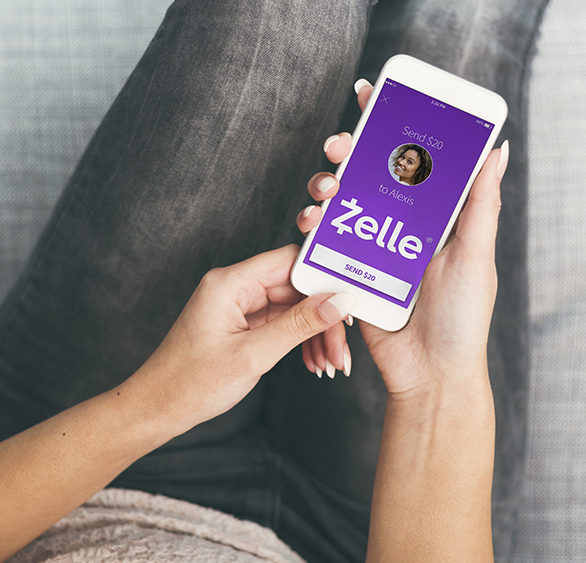 Send money to friends and family fast with the Zelle mobile app. Woman sending money with Zelle on a mobile phone.